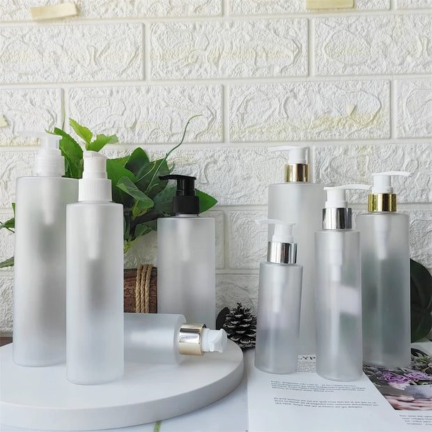 5Pcs 100-500ML Empty PET Plastic Liquid Pump Bottle Shampoo Soap Cosmetic Skincare Emulsion Dispenser Refill Travel Accessories