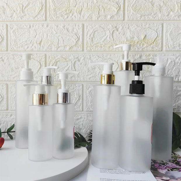 5Pcs 100-500ML Empty PET Plastic Liquid Pump Bottle Shampoo Soap Cosmetic Skincare Emulsion Dispenser Refill Travel Accessories