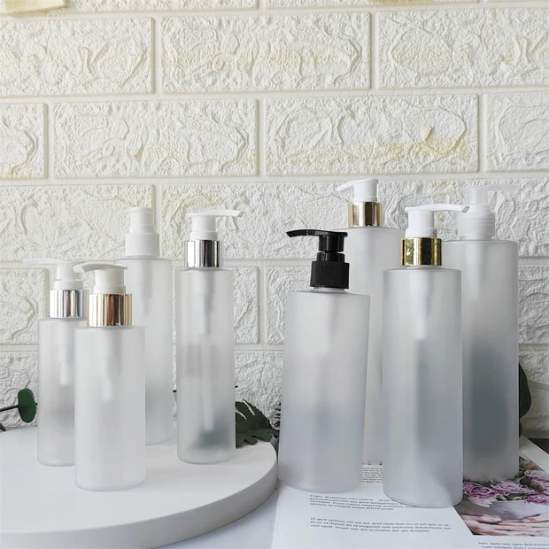 5Pcs 100-500ML Empty PET Plastic Liquid Pump Bottle Shampoo Soap Cosmetic Skincare Emulsion Dispenser Refill Travel Accessories
