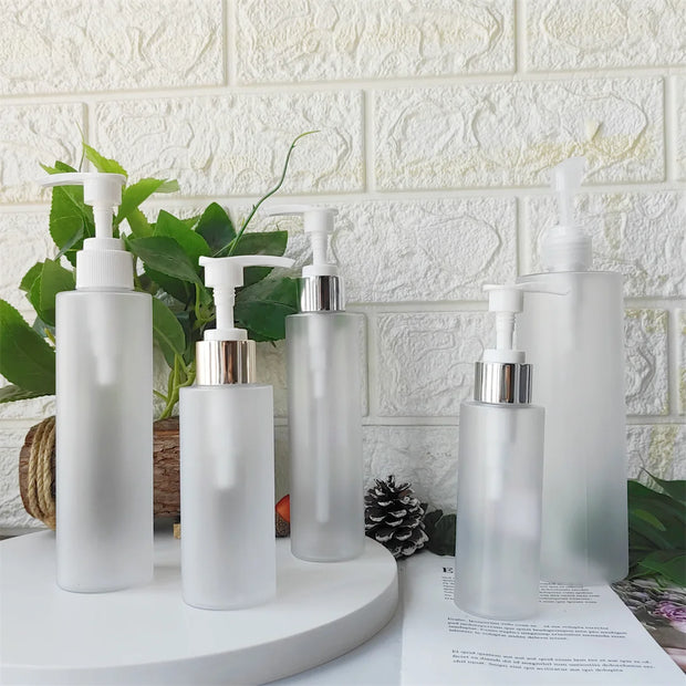 5Pcs 100-500ML Empty PET Plastic Liquid Pump Bottle Shampoo Soap Cosmetic Skincare Emulsion Dispenser Refill Travel Accessories