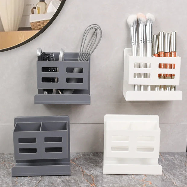 Bathroom Shelf Makeup Storage Organizer No Drill Toiletries Shelves Wall Mount Comb Skin Care Product Rack Bathroom Accessories