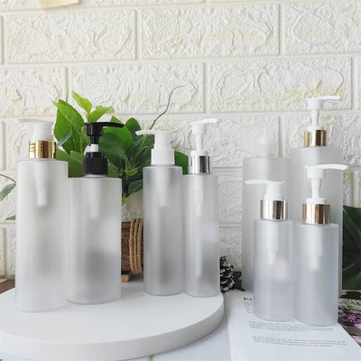 5Pcs 100-500ML Empty PET Plastic Liquid Pump Bottle Shampoo Soap Cosmetic Skincare Emulsion Dispenser Refill Travel Accessories