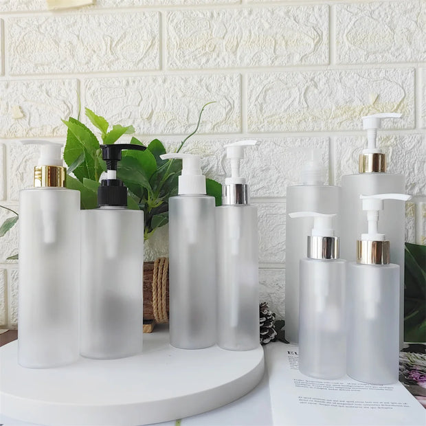 5Pcs 100-500ML Empty PET Plastic Liquid Pump Bottle Shampoo Soap Cosmetic Skincare Emulsion Dispenser Refill Travel Accessories