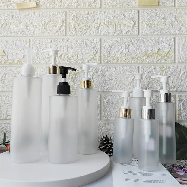 5Pcs 100-500ML Empty PET Plastic Liquid Pump Bottle Shampoo Soap Cosmetic Skincare Emulsion Dispenser Refill Travel Accessories