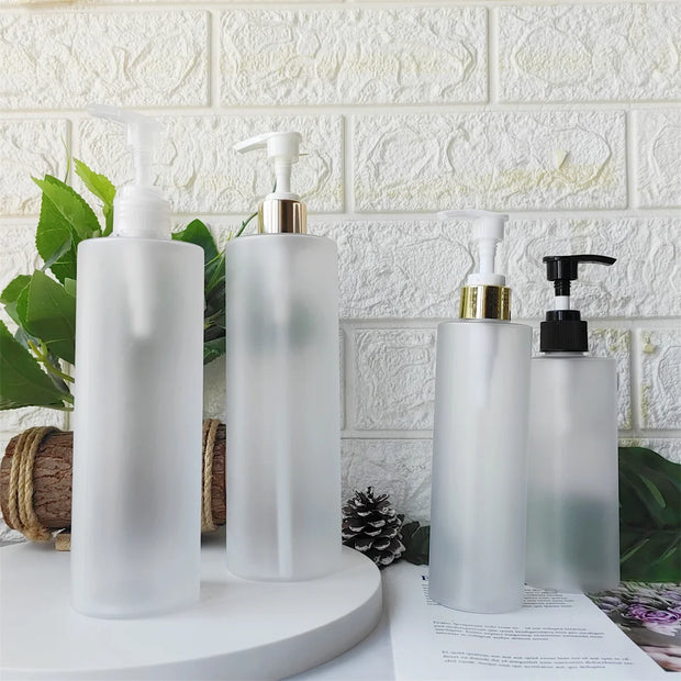 5Pcs 100-500ML Empty PET Plastic Liquid Pump Bottle Shampoo Soap Cosmetic Skincare Emulsion Dispenser Refill Travel Accessories