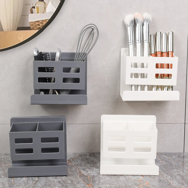Bathroom Shelf Makeup Storage Organizer No Drill Toiletries Shelves Wall Mount Comb Skin Care Product Rack Bathroom Accessories