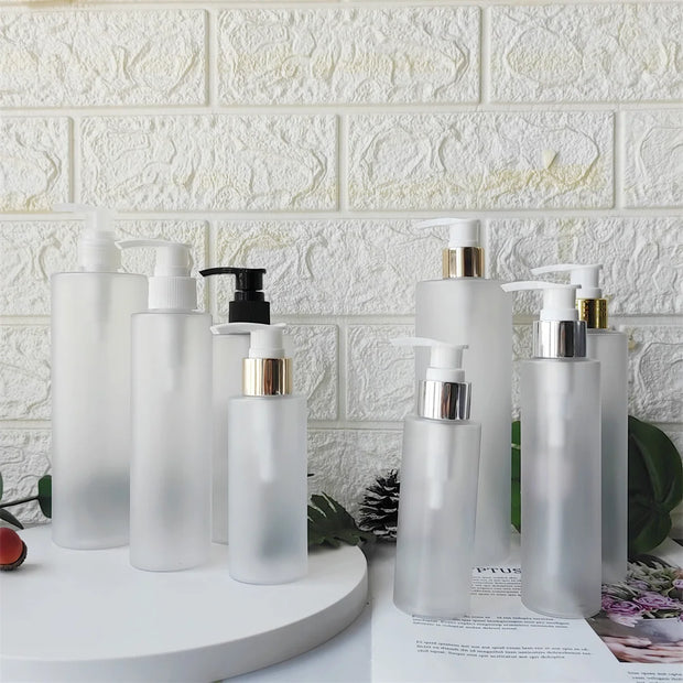 5Pcs 100-500ML Empty PET Plastic Liquid Pump Bottle Shampoo Soap Cosmetic Skincare Emulsion Dispenser Refill Travel Accessories