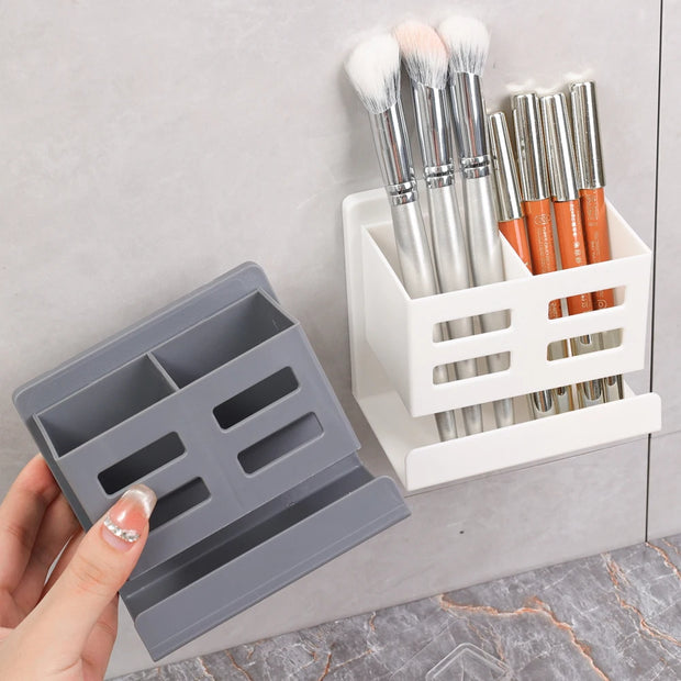 Bathroom Shelf Makeup Storage Organizer No Drill Toiletries Shelves Wall Mount Comb Skin Care Product Rack Bathroom Accessories